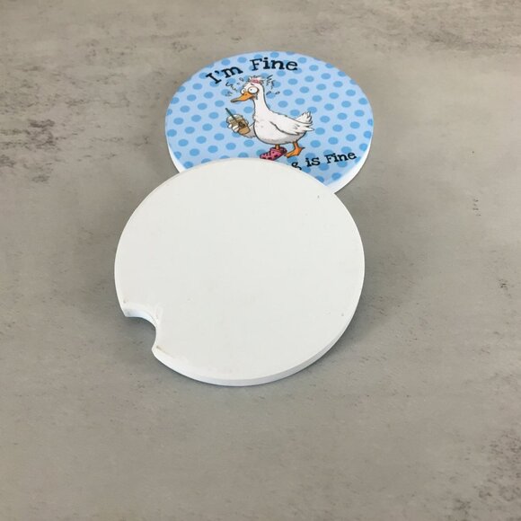 I'm Fine Everything is Fine Frazzled Goose Set of 2 Car Coasters Set, Duck Coast - Picture 6 of 6